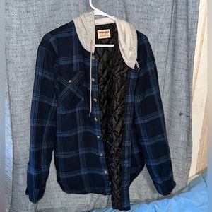 Blue wrangler flannel jacket size large